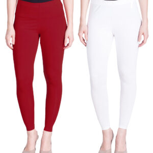 Ankle Length Leggings Combo Pack White and Red