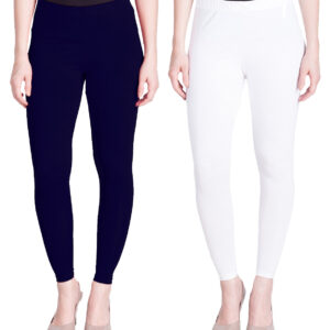 Ankle Length Leggings Combo Pack (White and Navy)