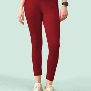 High Rise Ankle Length Leggings (red)